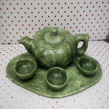 透光翠綠精緻茶壺組