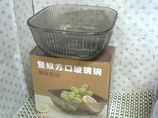 全新/豎紋方口玻璃碗