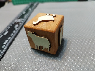 木製動物骰子印章