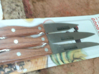 木柄紋水果刀3入