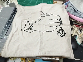 貓咪刺繡方形抱枕套