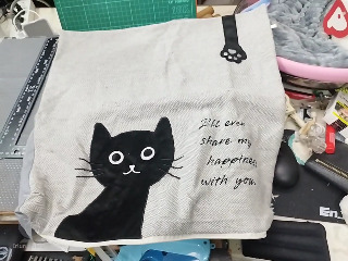 貓咪刺繡方形抱枕套