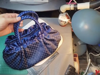 格紋絲絨手提包