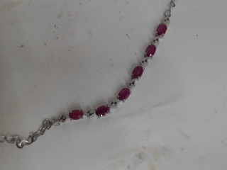 天然紅寶石純銀手鍊