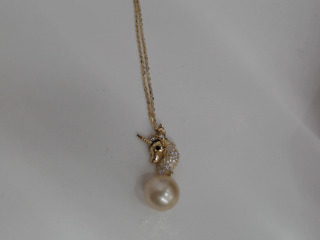 天然海水金珍珠墜