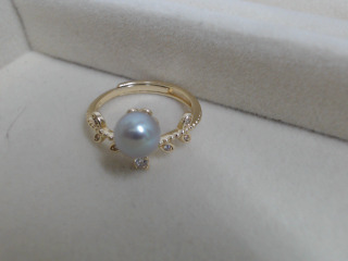 天然珍珠純銀戒指