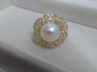 天然珍珠純銀戒指