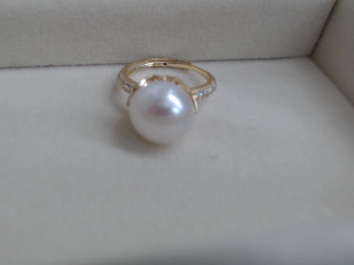 天然珍珠純銀戒指