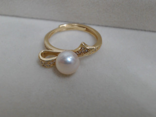 天然珍珠純銀戒指