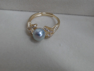 天然珍珠純銀戒指