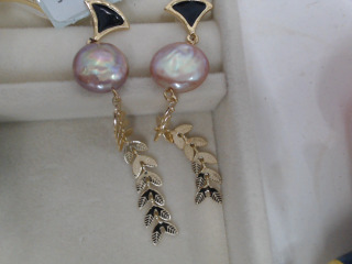 天然巴洛克珍珠耳環