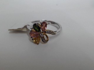 天然碧璽純銀戒指