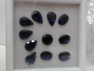 天然堇青裸石11顆