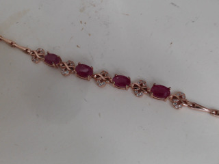 天然紅寶純銀手鍊