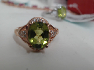 天然橄欖石純銀戒指2ct