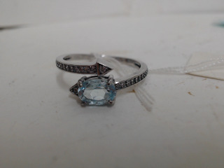 天然拓帕石純銀戒指