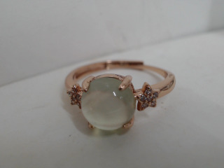 天然葡萄石純銀戒指