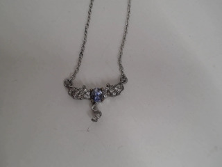 天然丹泉石純銀項鍊