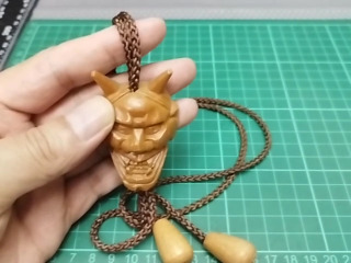 般若面具木雕墜子
